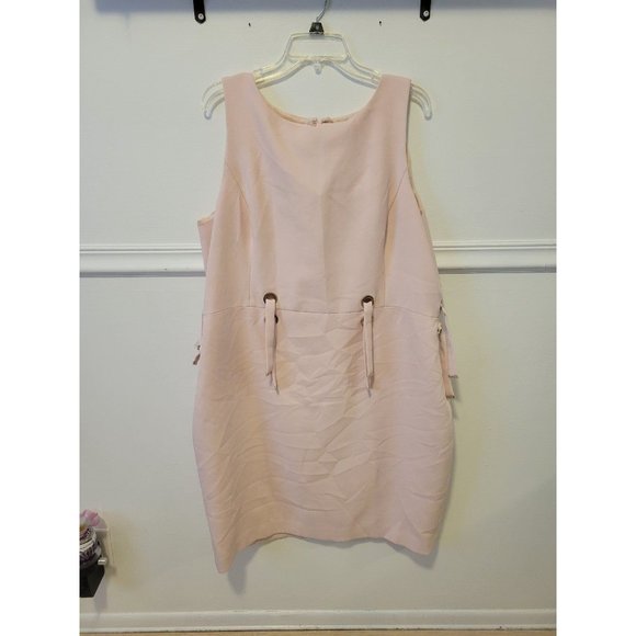 RTR size 20 Badgley Mischka Blush pink sleeveless grommet waist midi dress 2x - Picture 4 of 7